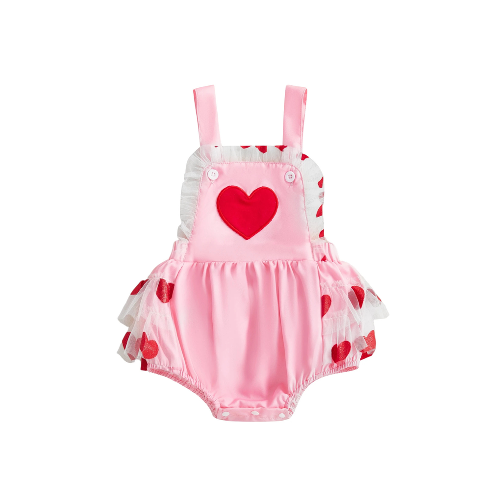Heart Mesh Baby Girl Romper
