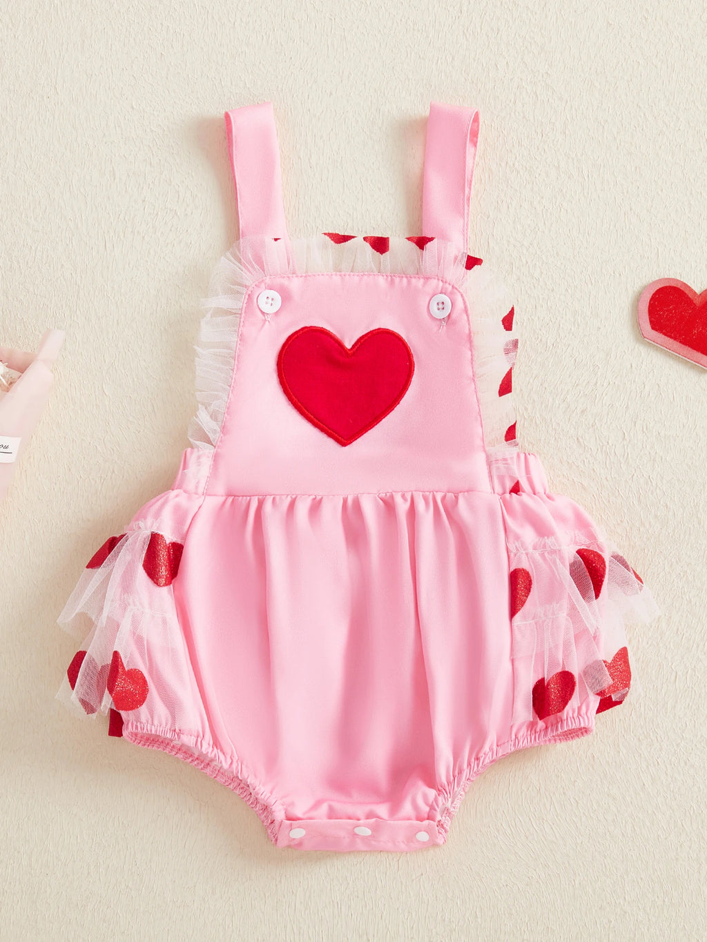 Heart Mesh Baby Girl Romper