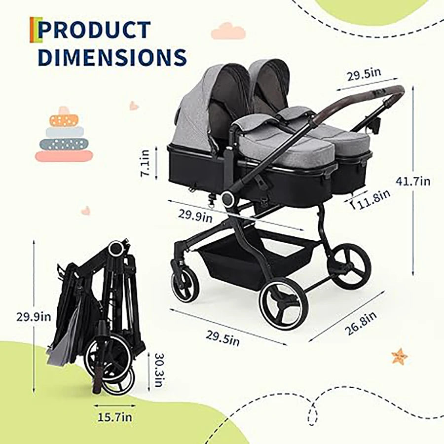 Double Twin Baby Stroller