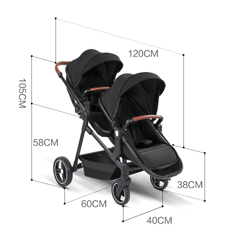 Lightweight Foldable Twin Stroller