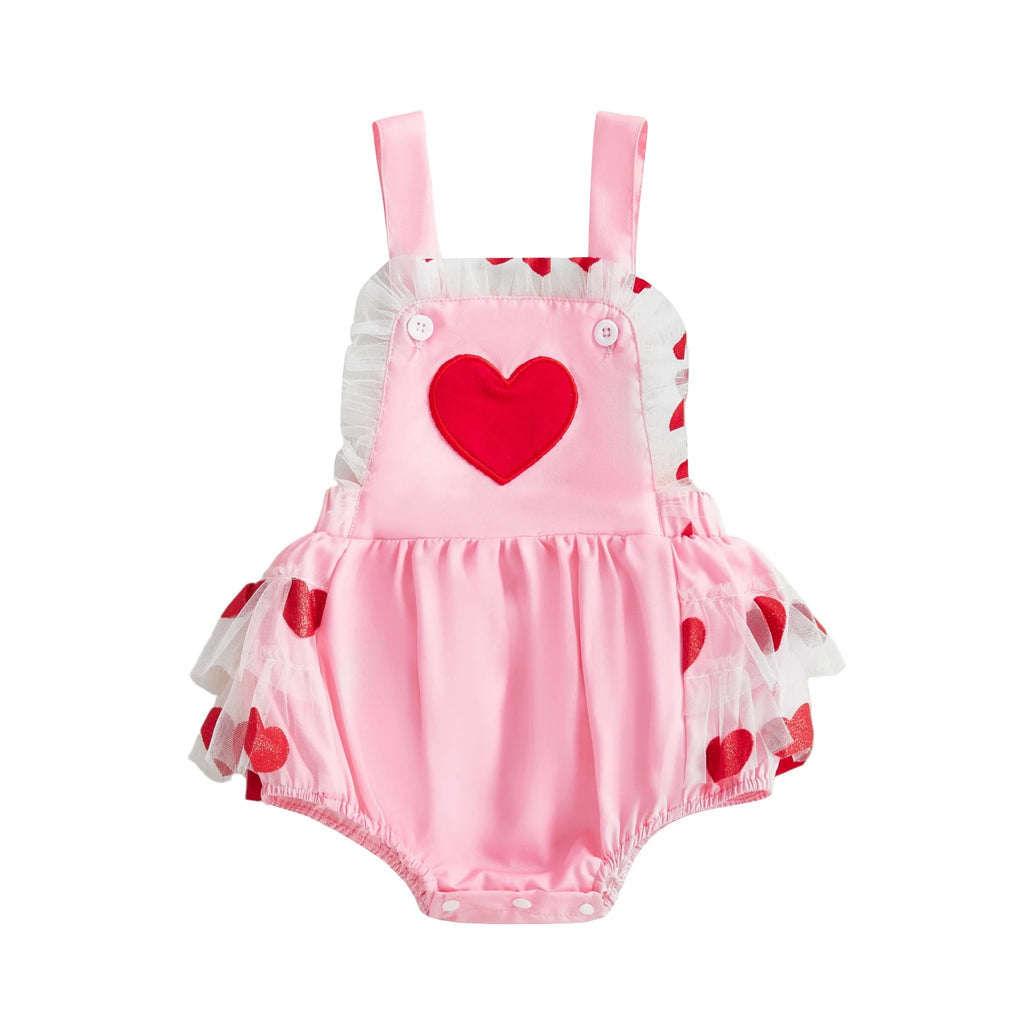 Heart Mesh Baby Girl Romper