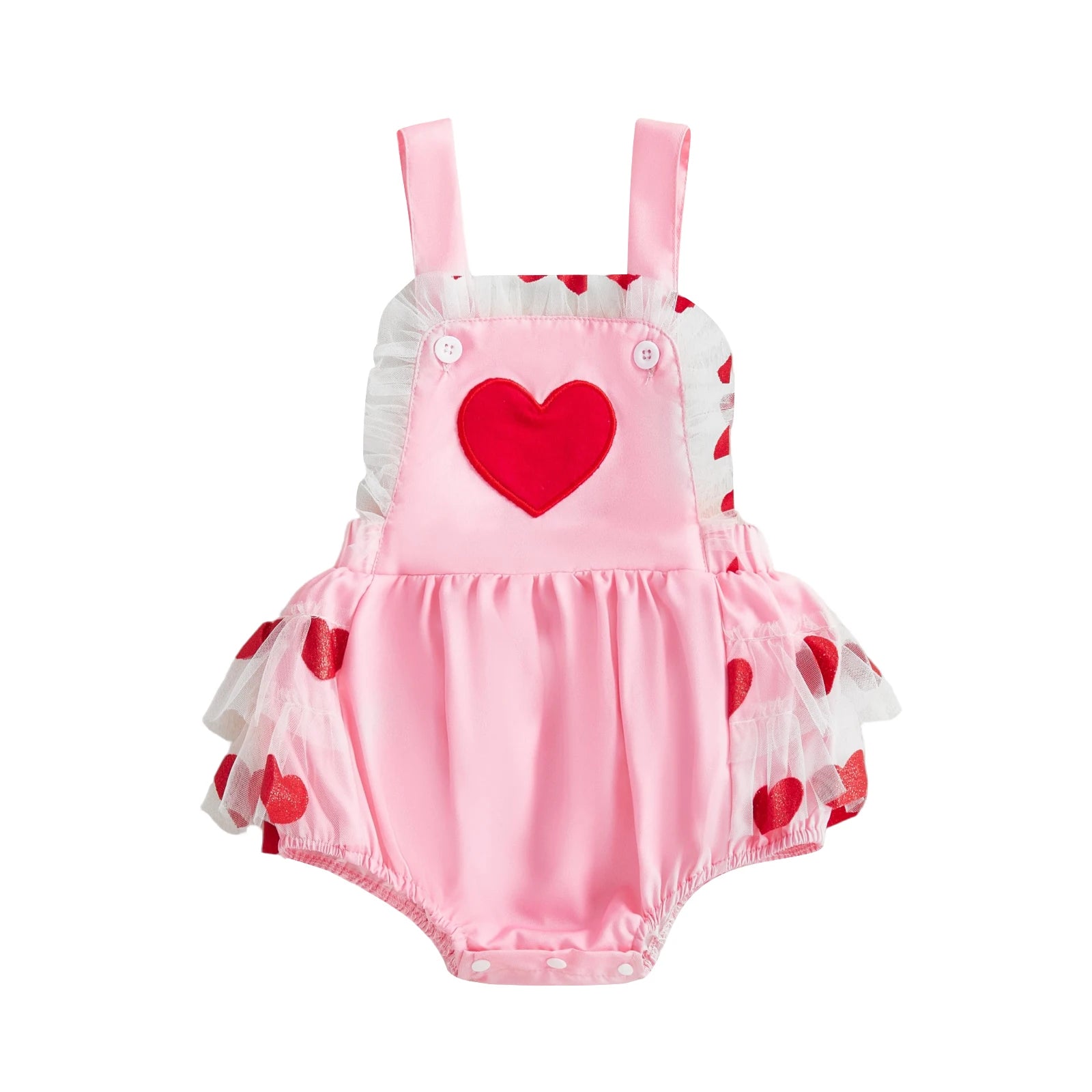 Heart Mesh Baby Girl Romper